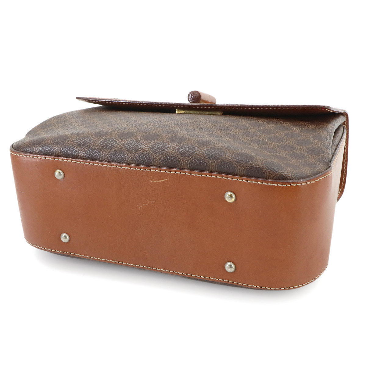 Macadam Hand Bag PVC Leather Brown Vintage Purse