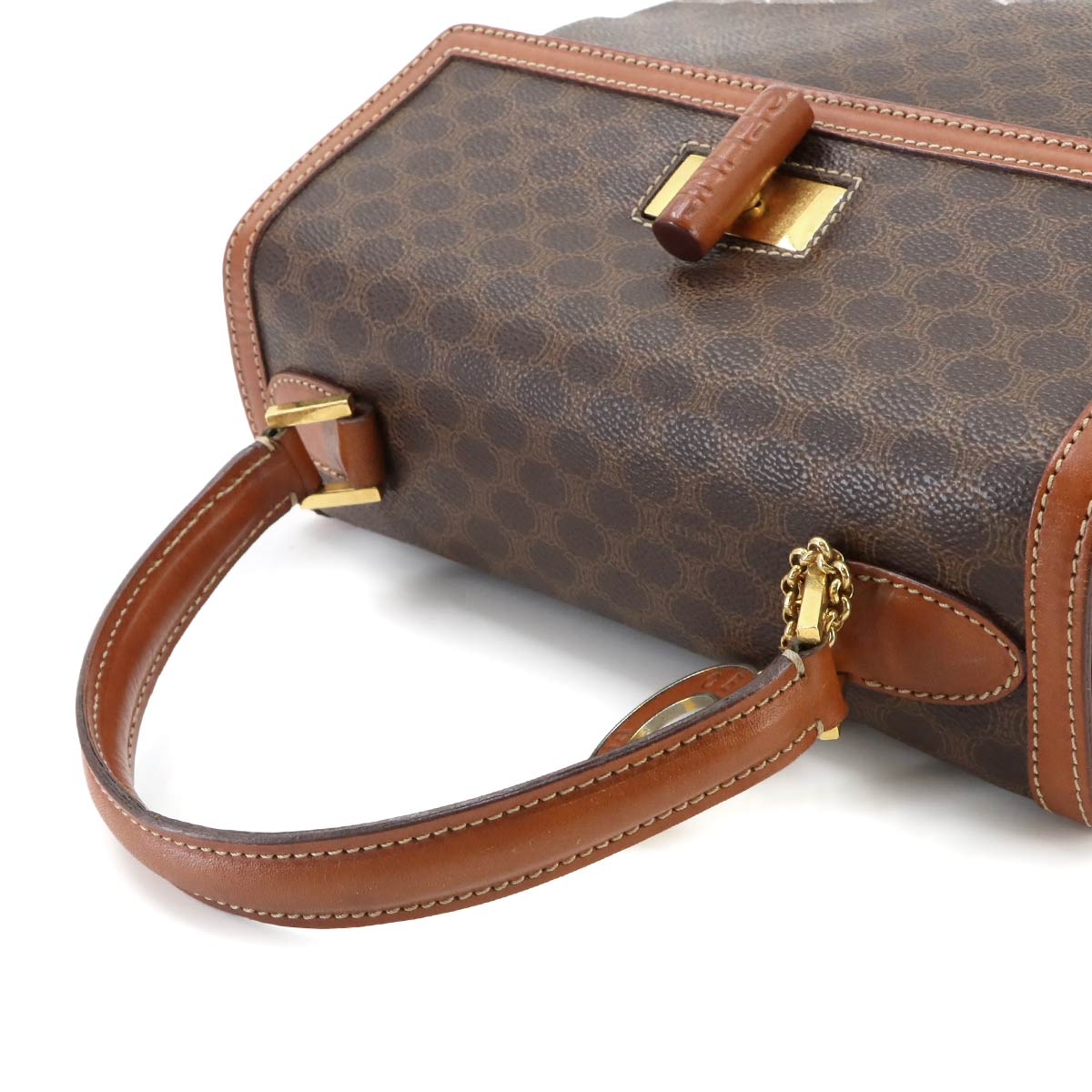 Macadam Hand Bag PVC Leather Brown Vintage Purse