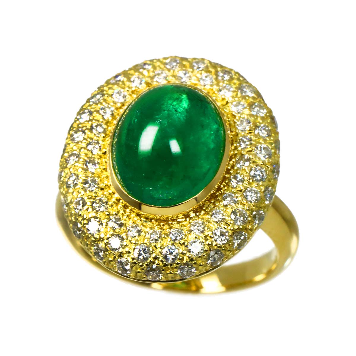 Emerald 4.23ct Diamond 1.00ct Ring 18K YG 750 Size5.5-5.75(US)