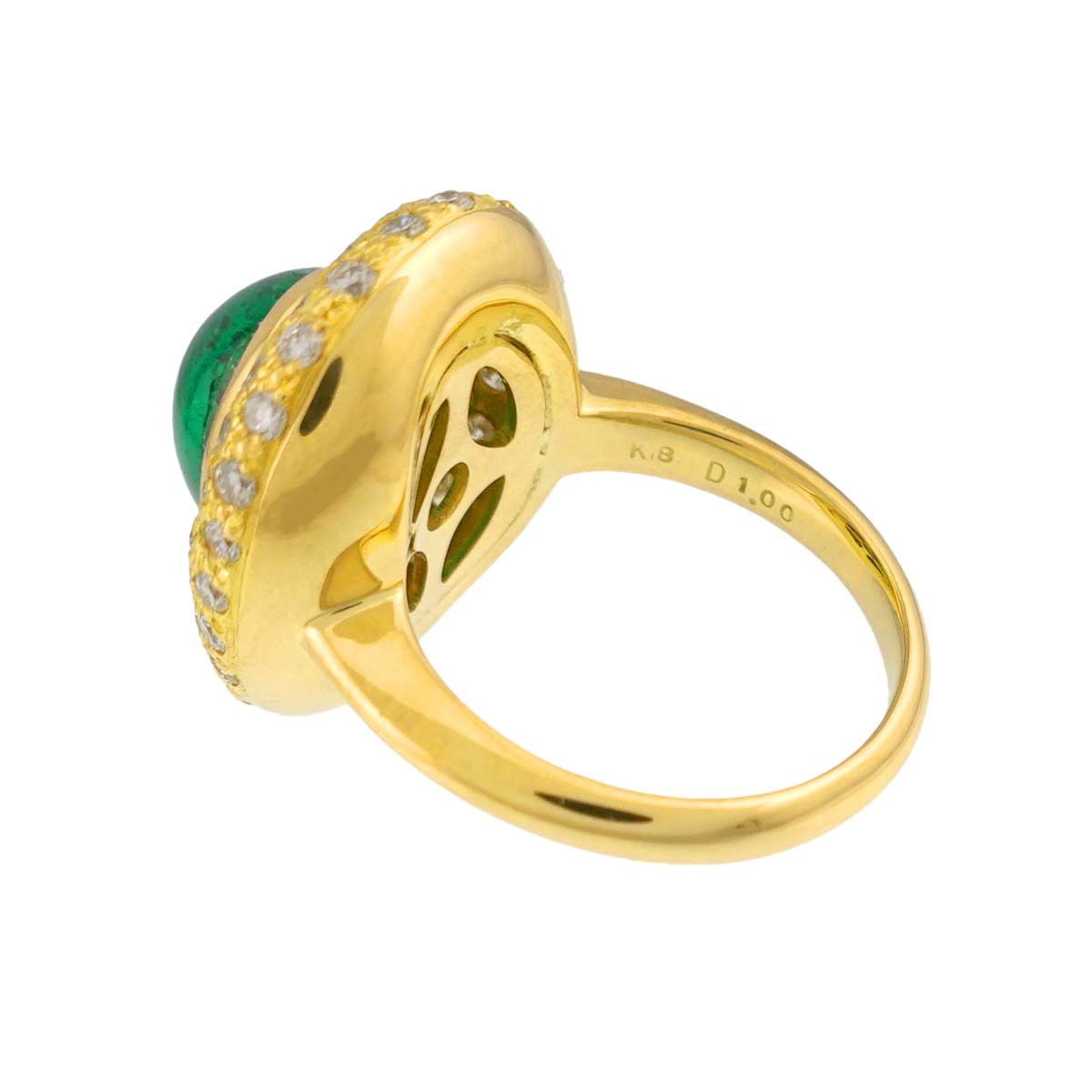 Emerald 4.23ct Diamond 1.00ct Ring 18K YG 750 Size5.5-5.75(US)