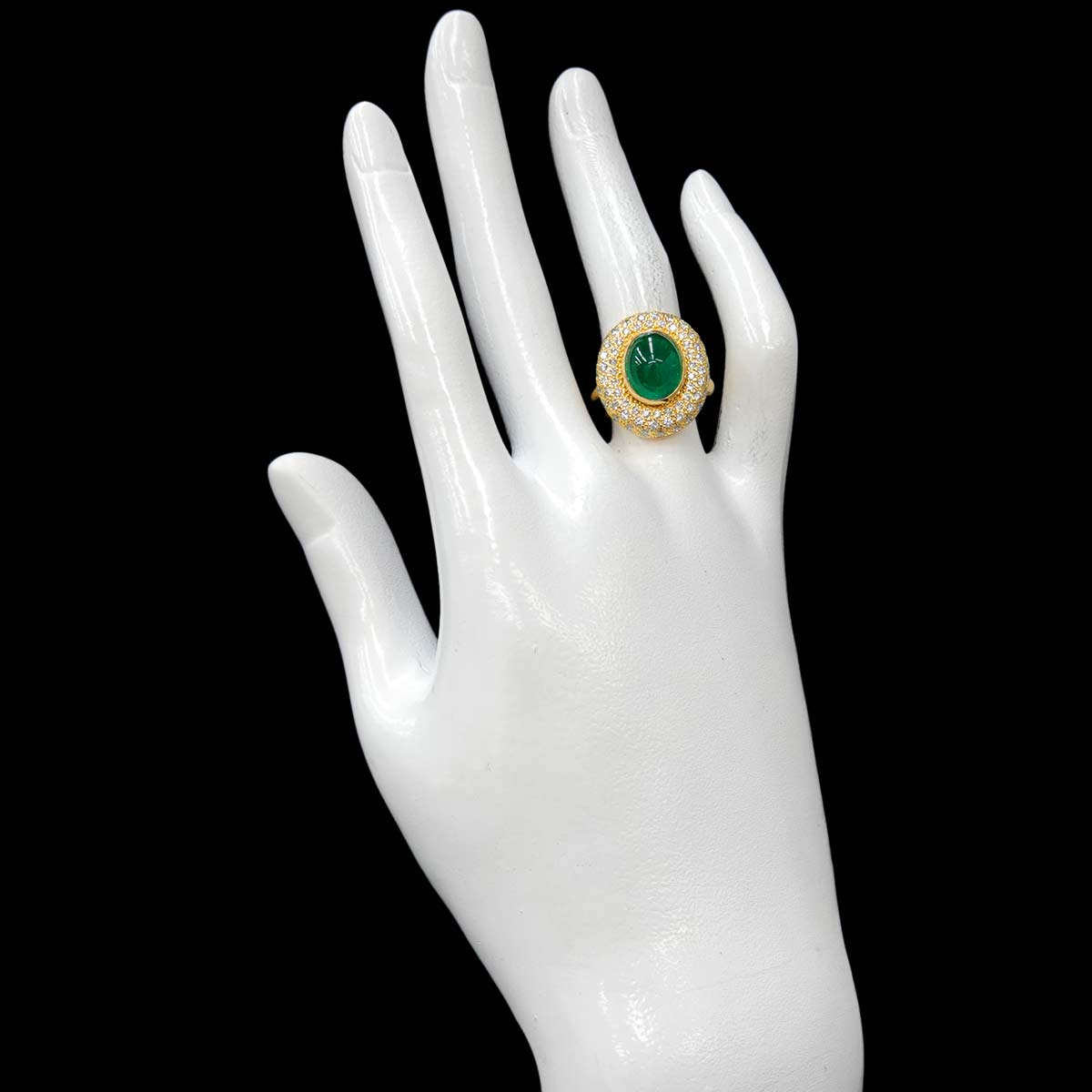 Emerald 4.23ct Diamond 1.00ct Ring 18K YG 750 Size5.5-5.75(US)