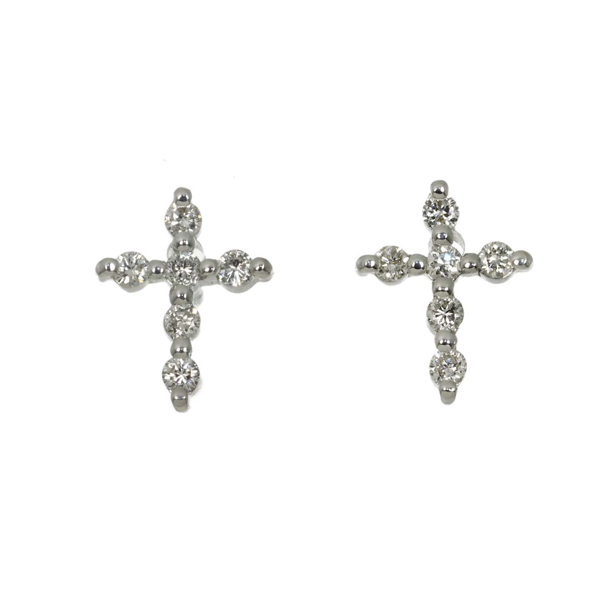 Diamond 0.10ct/0.10ct Earrings Pierced 18K K18 WG 750