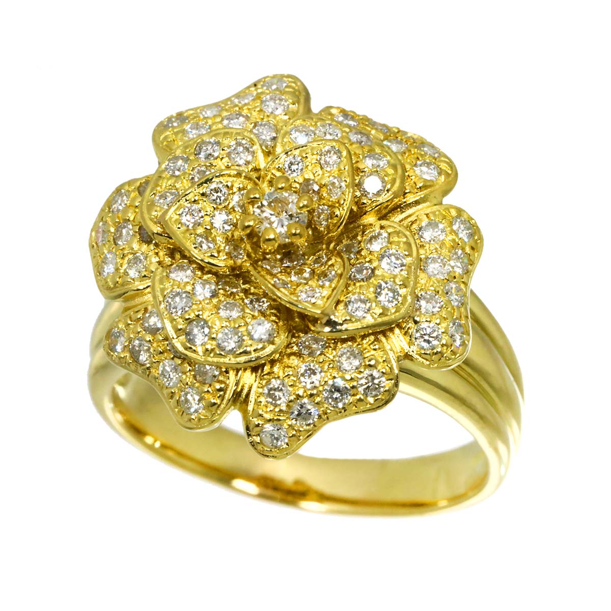 Diamond 1.14ct Ring 18K YG Yellow Gold 750 Size9(US)
