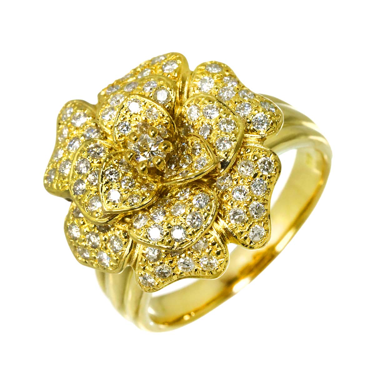 Diamond 1.14ct Ring 18K YG Yellow Gold 750 Size9(US)