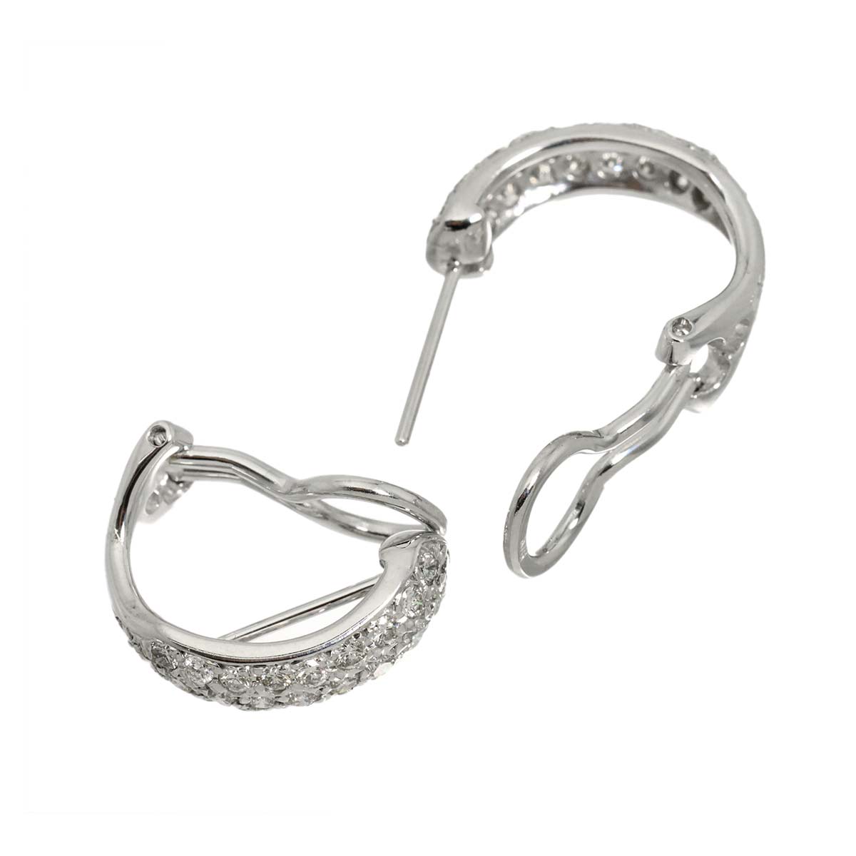 Diamond 0.50ct/0.50ct Earrings Pierced Clip-on 18K K18 WG 750