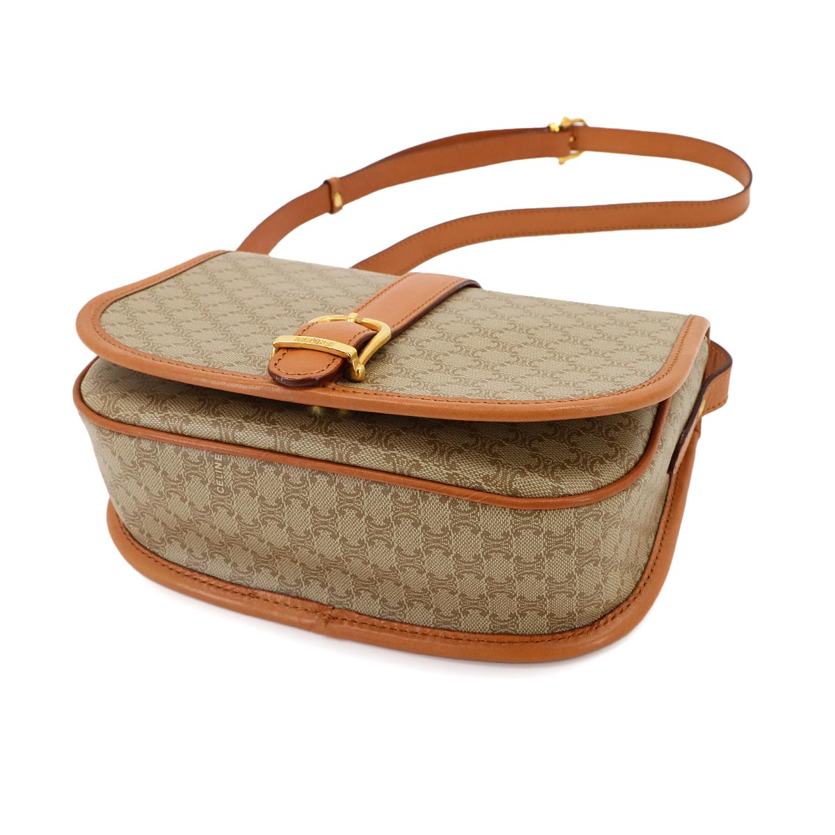 Macadam Shoulder Bag Leather PVC Beige Vintage Purse