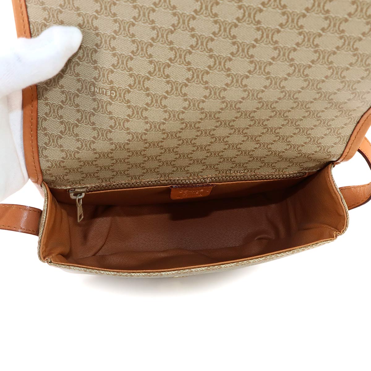 Macadam Shoulder Bag Leather PVC Beige Vintage Purse