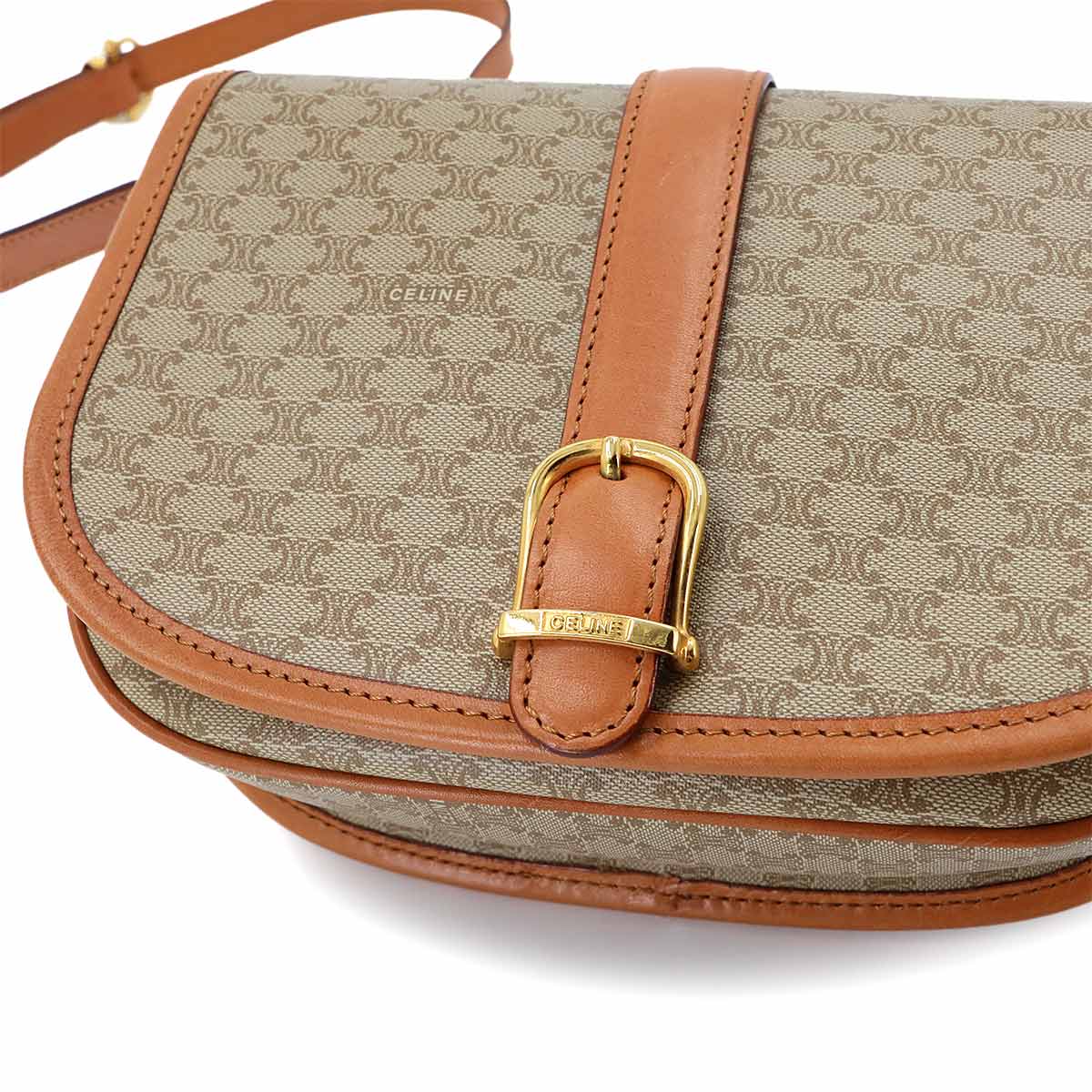 Macadam Shoulder Bag Leather PVC Beige Vintage Purse