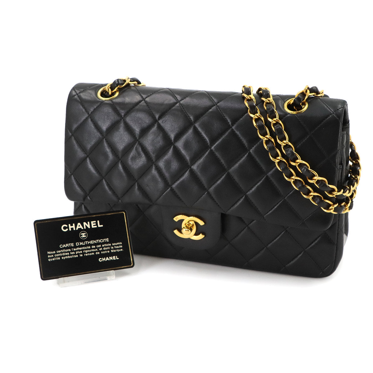 Matelasse 25 Chain Shoulder Bag Leather Black A01112