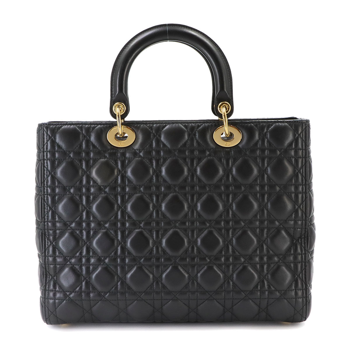 Lady Dior Large 2way Hand Shoulder Bag Leather Black