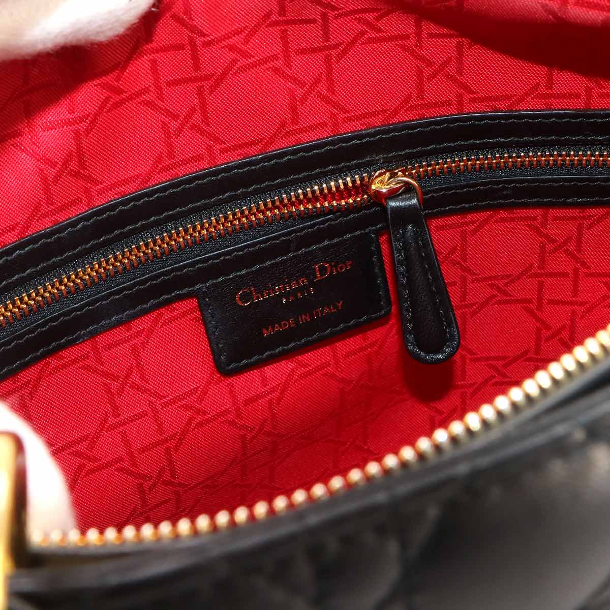Lady Dior Large 2way Hand Shoulder Bag Leather Black