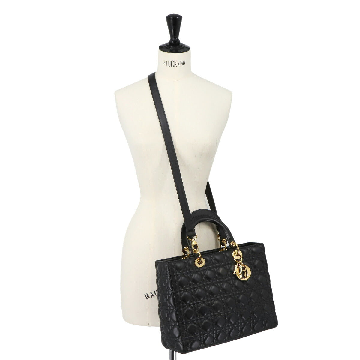 Lady Dior Large 2way Hand Shoulder Bag Leather Black