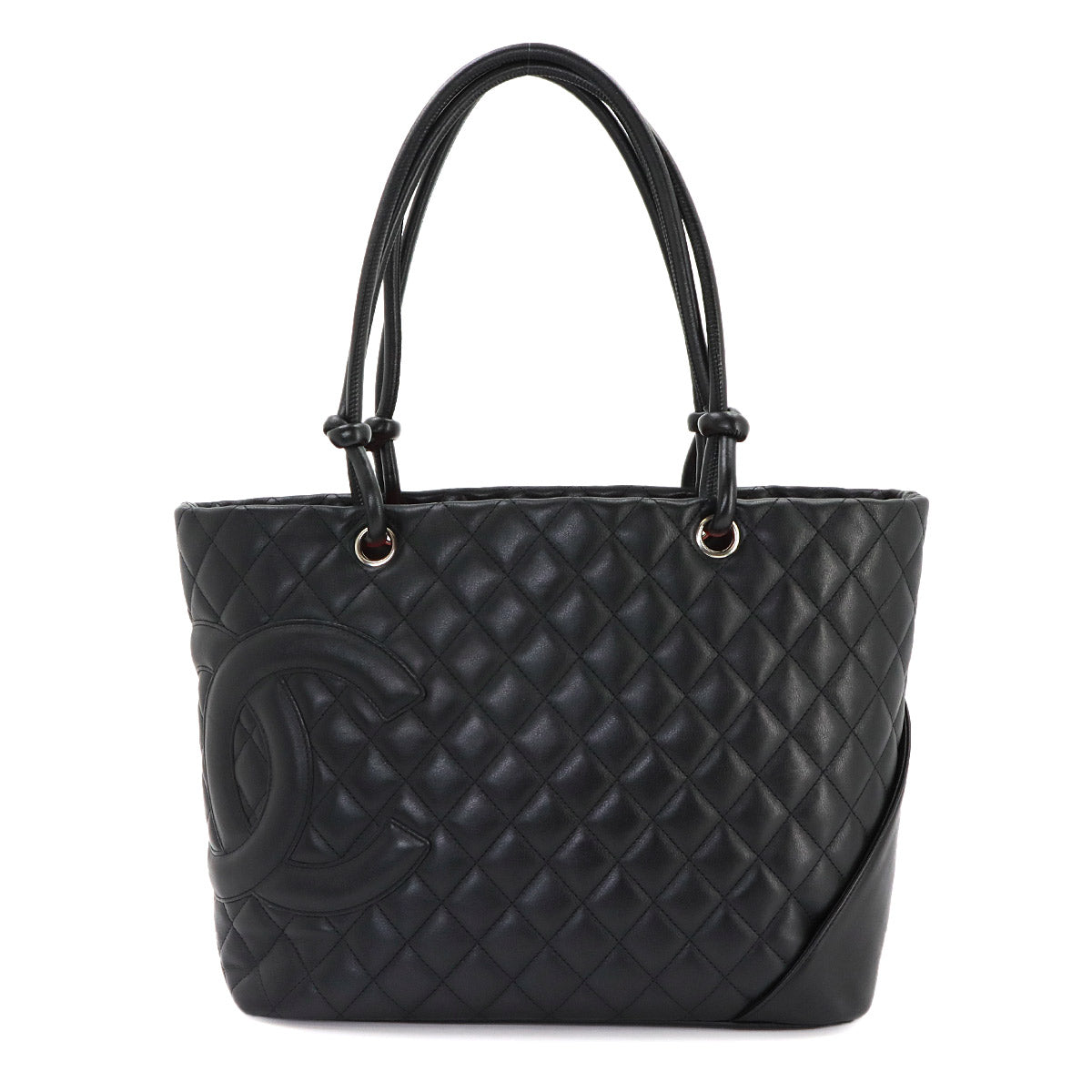 Cambon Line Large Tote Bag Leather Black A25169 Purse