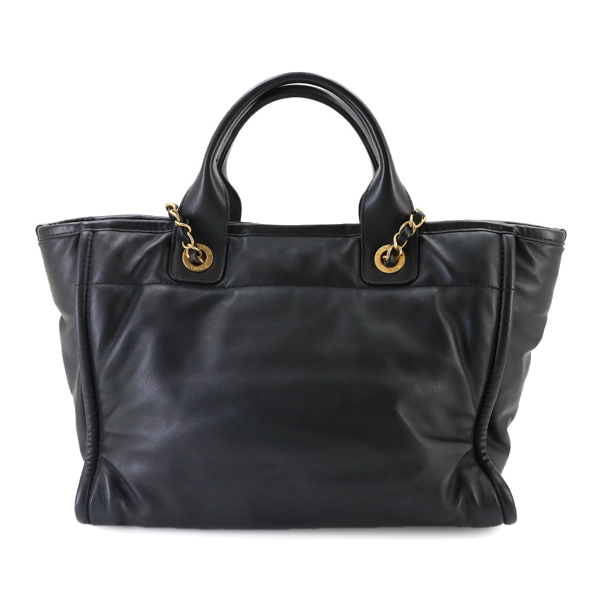 Deauville Small Shopping Tote Chain Shoulder Bag Black AS3257