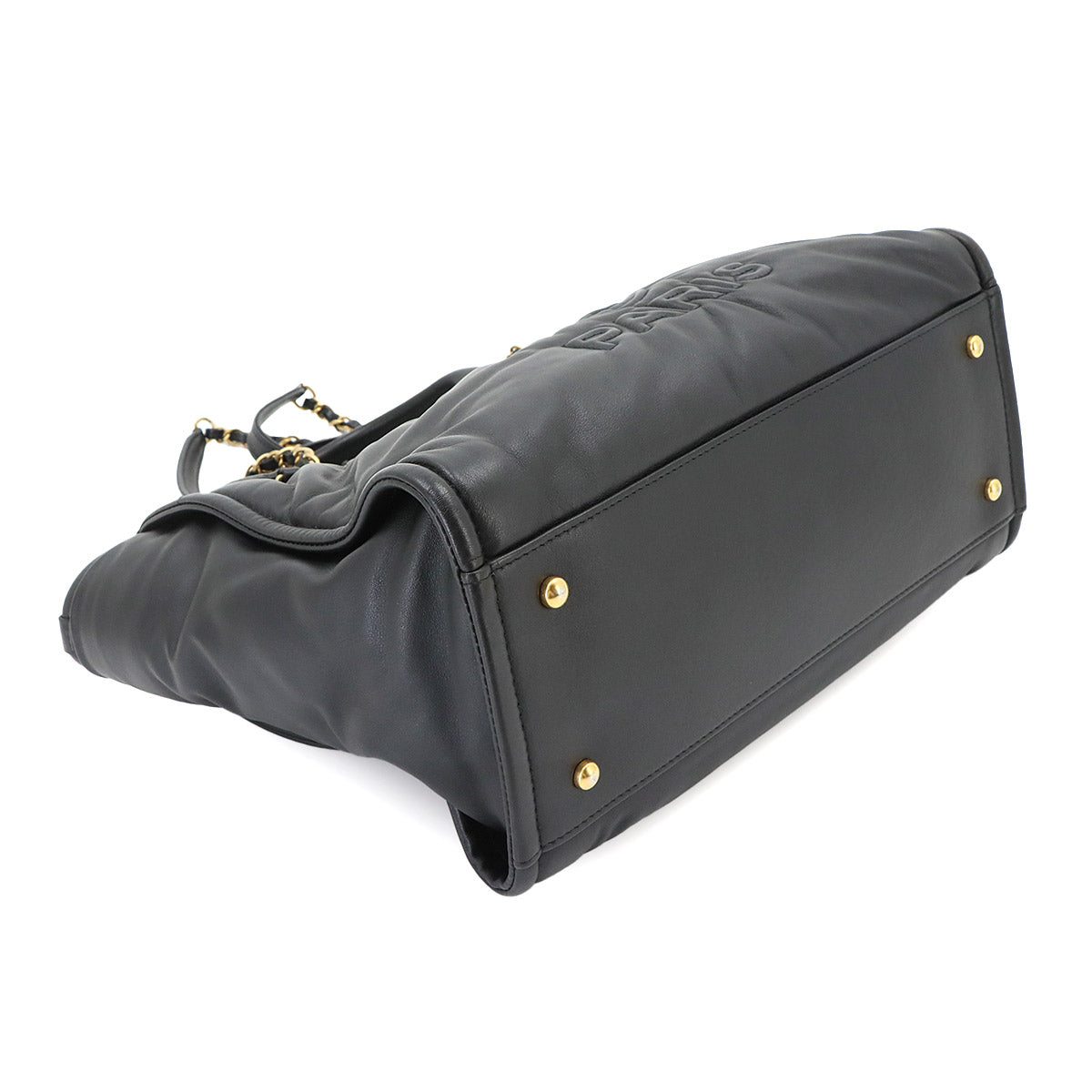 Deauville Small Shopping Tote Chain Shoulder Bag Black AS3257