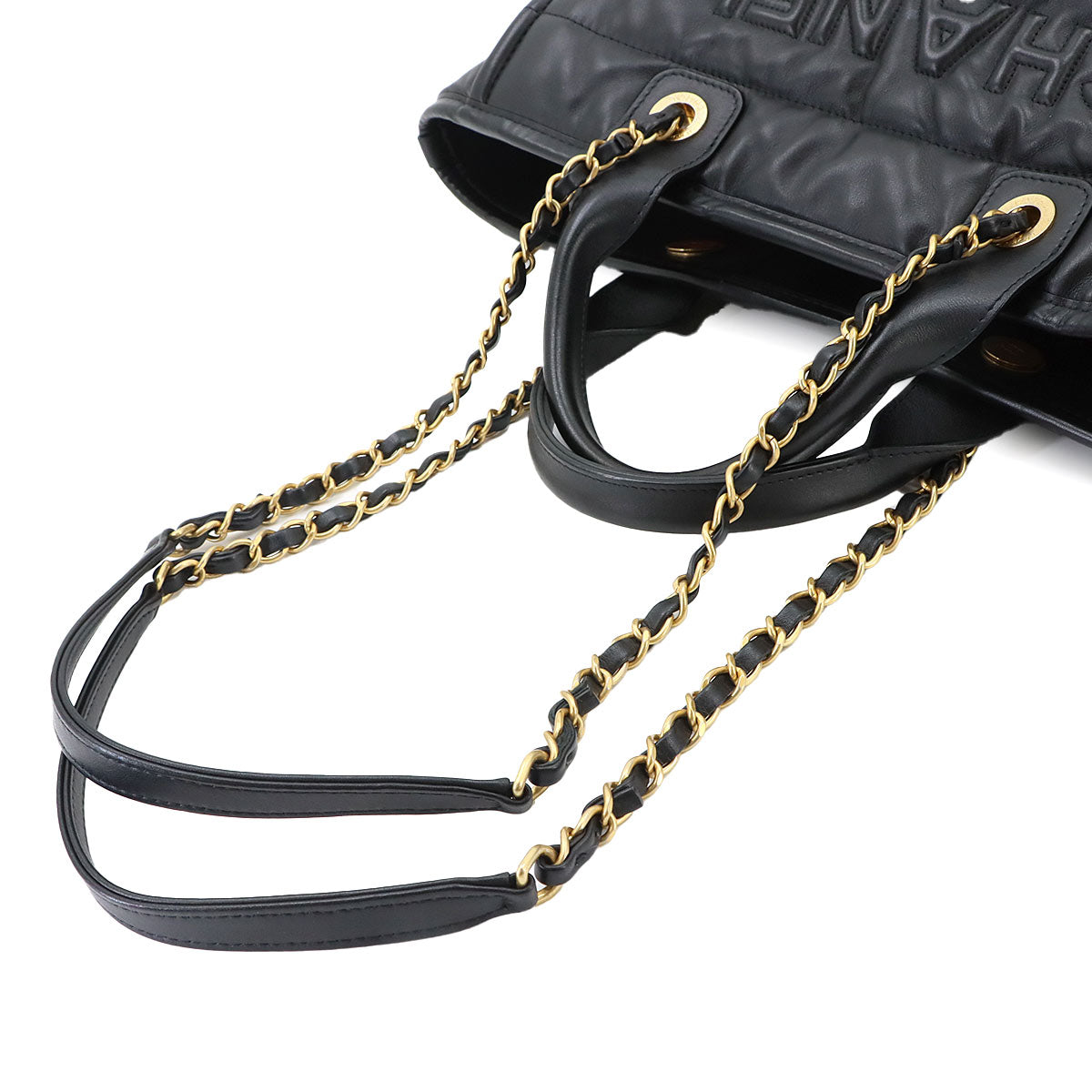 Deauville Small Shopping Tote Chain Shoulder Bag Black AS3257