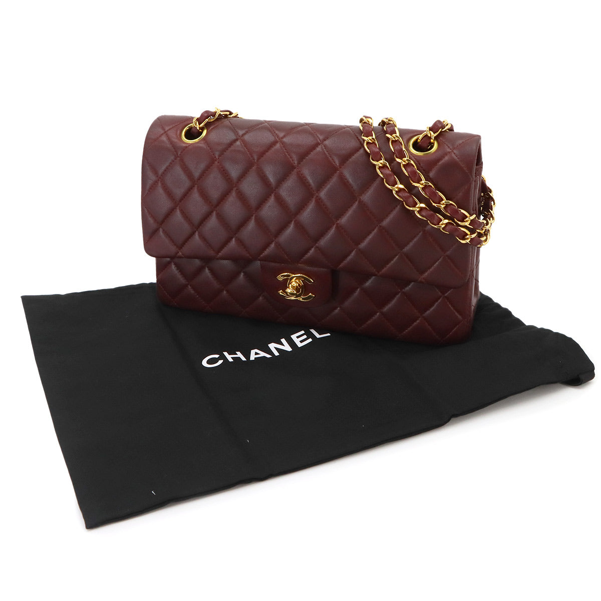 Matelasse 25 Chain Shoulder Bag Leather Bordeaux A01112