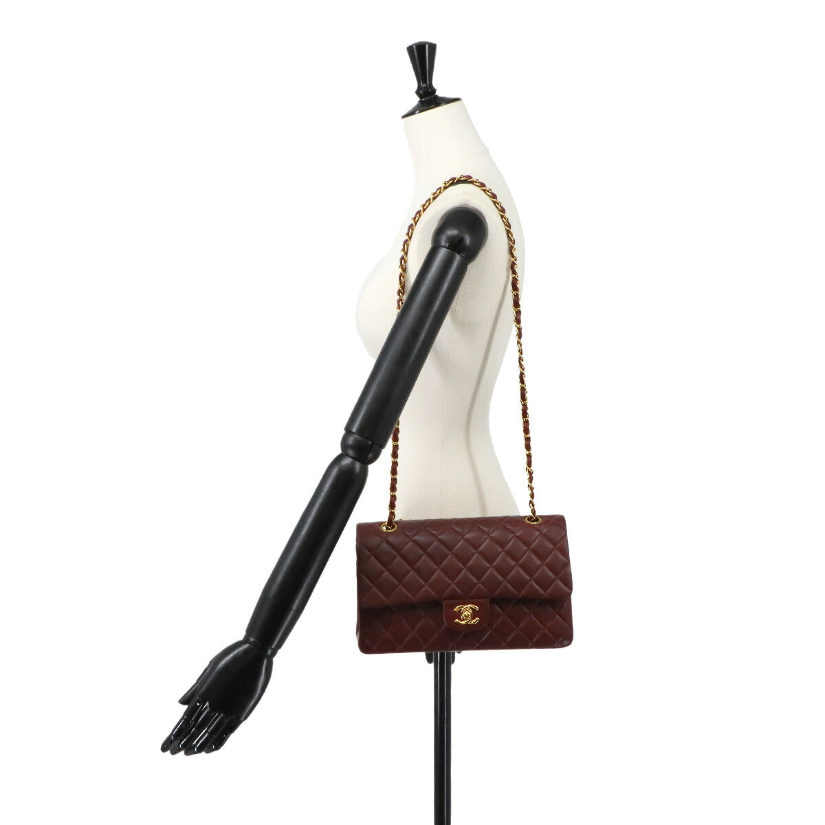 Matelasse 25 Chain Shoulder Bag Leather Bordeaux A01112