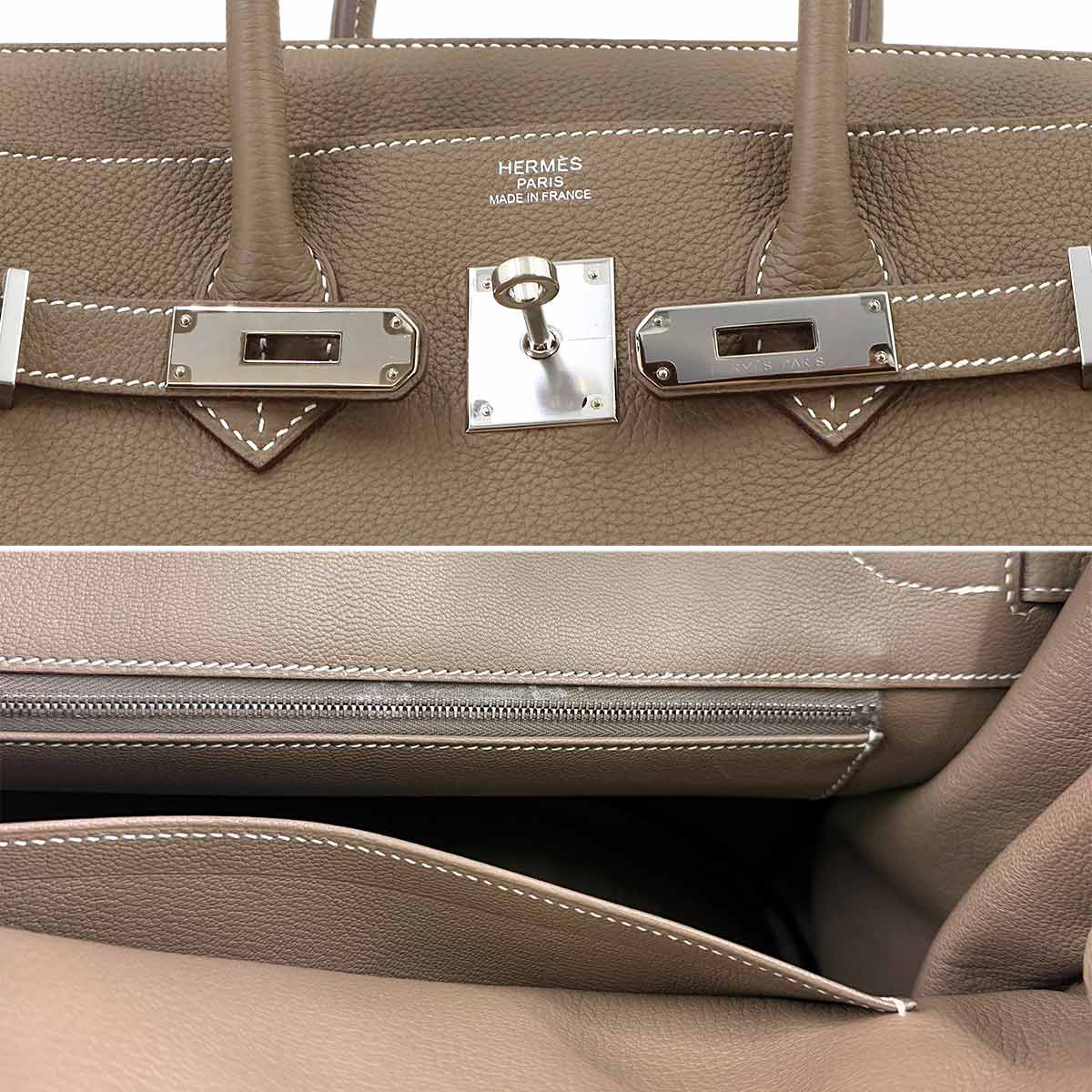 Birkin 35 Togo Etoupe Hand Bag Purse Beige