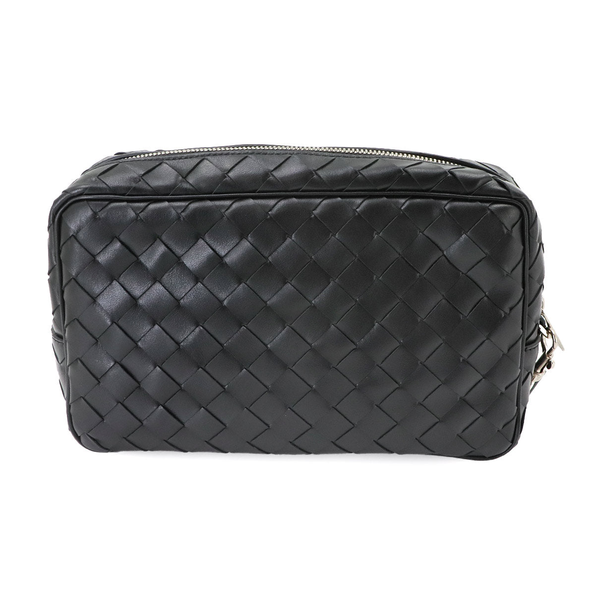 Intrecciato Wristlet Pouch Leather Black 777390 Purse