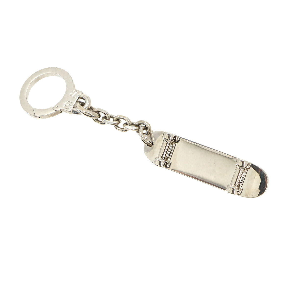 Skateboard Charm Key ring Leather Black Silver