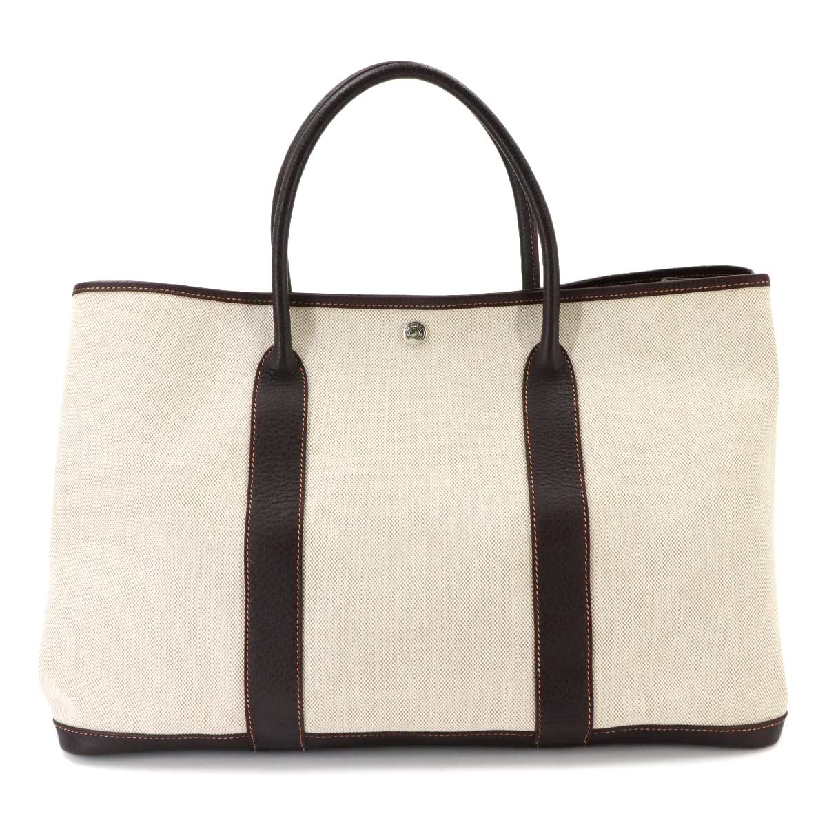 Garden Party 43 GM Tote Bag Toile H Leather Natural Marron
