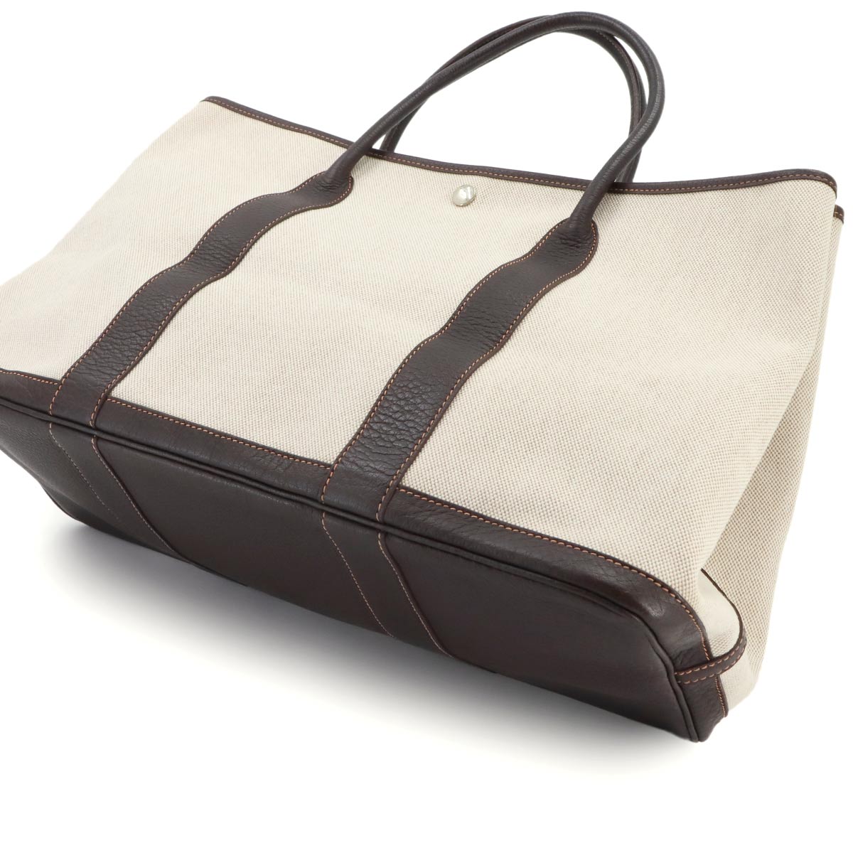 Garden Party 43 GM Tote Bag Toile H Leather Natural Marron