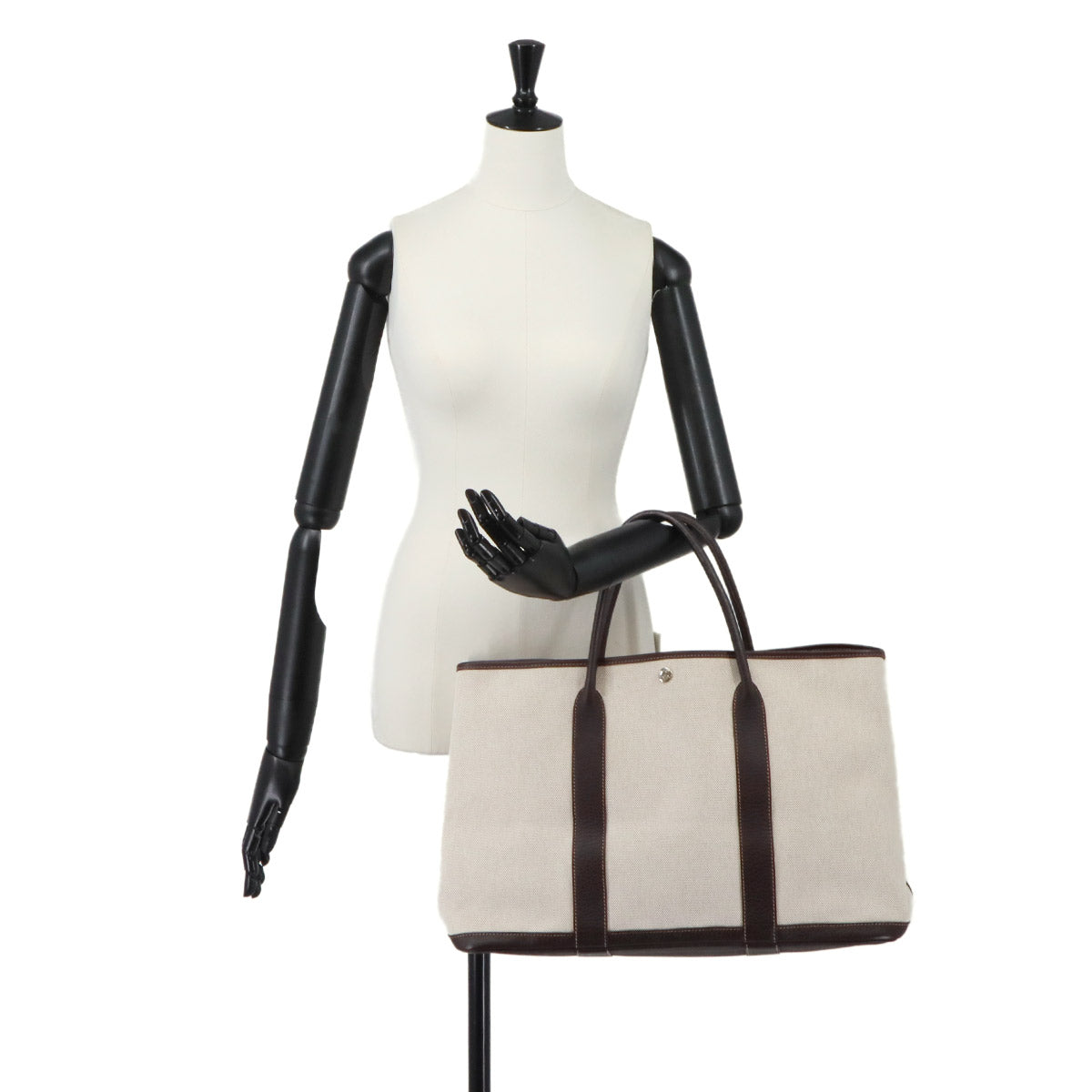 Garden Party 43 GM Tote Bag Toile H Leather Natural Marron