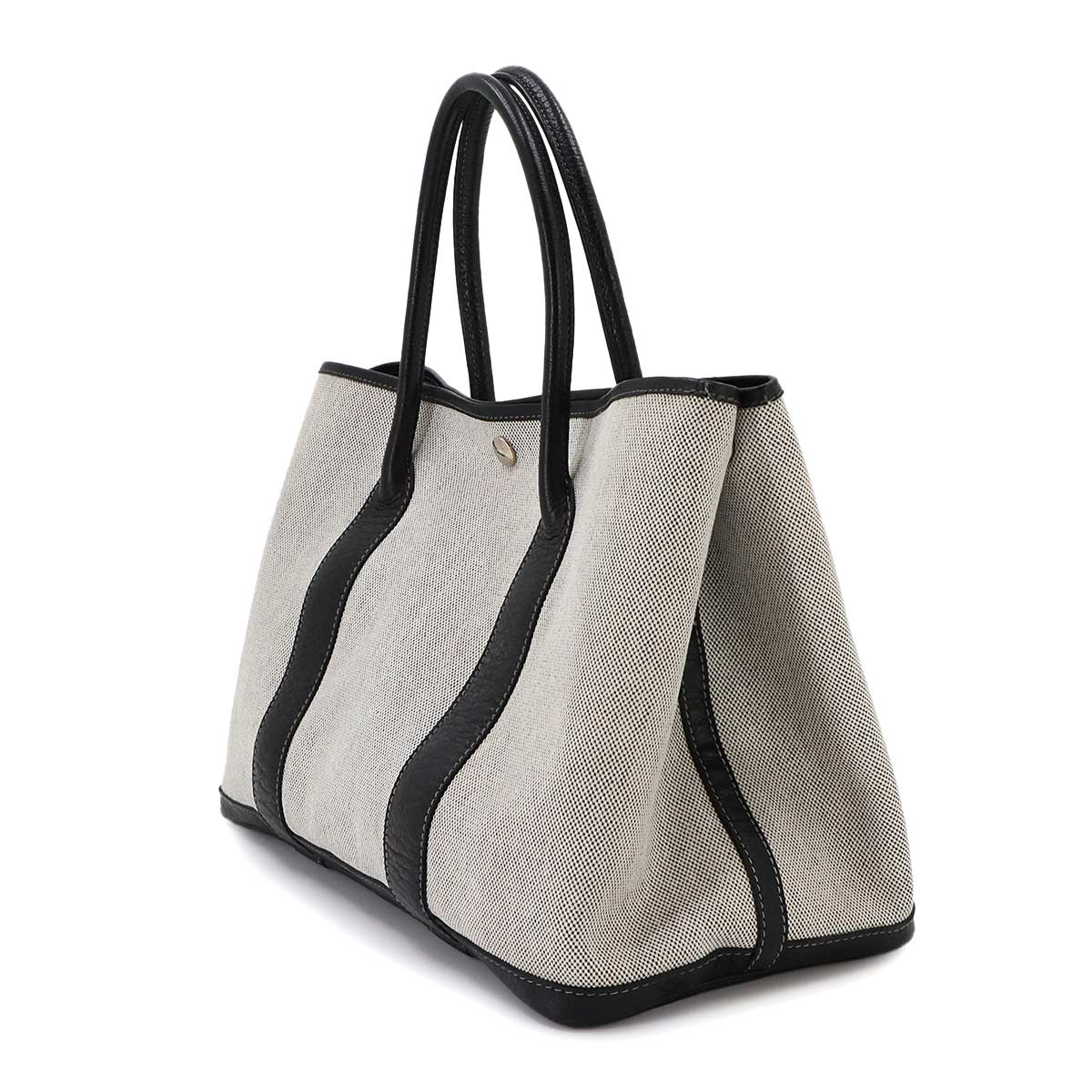 Garden Party PM Tote Bag Toile H Leather Black Gray