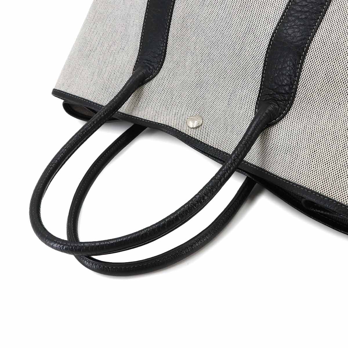 Garden Party PM Tote Bag Toile H Leather Black Gray