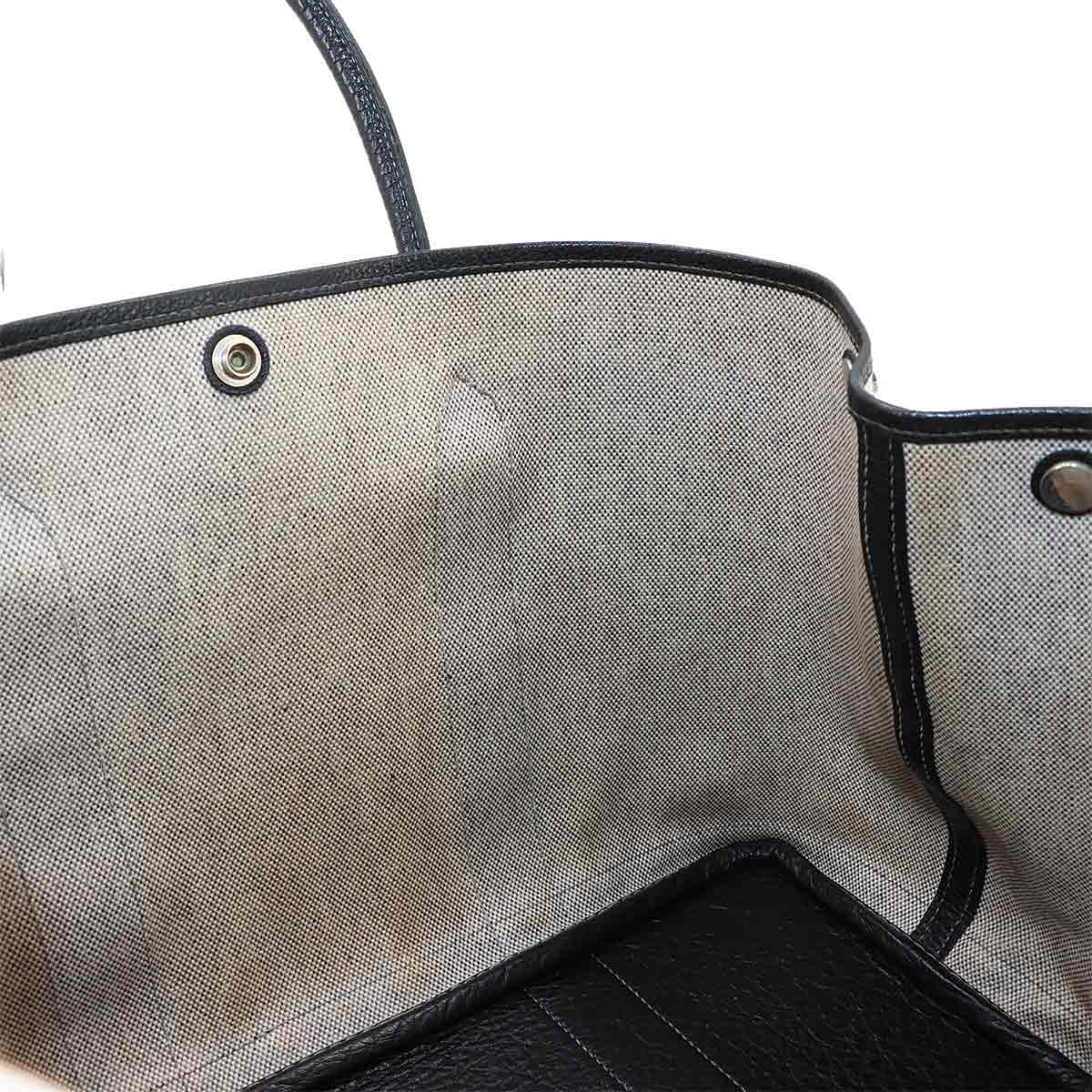 Garden Party PM Tote Bag Toile H Leather Black Gray