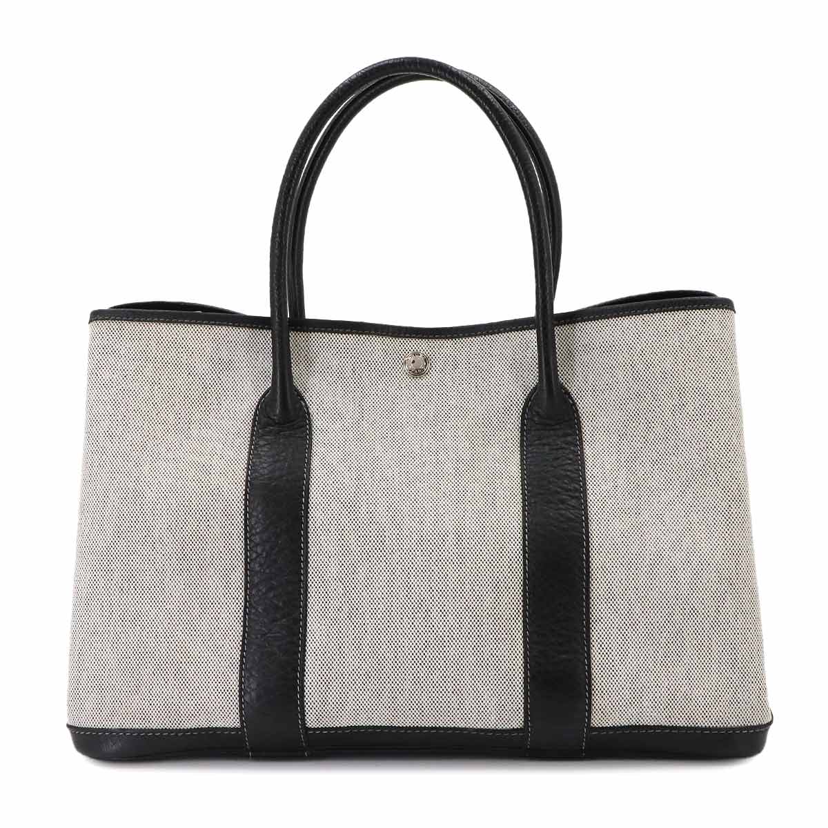 Garden Party PM Tote Bag Toile H Leather Black Gray