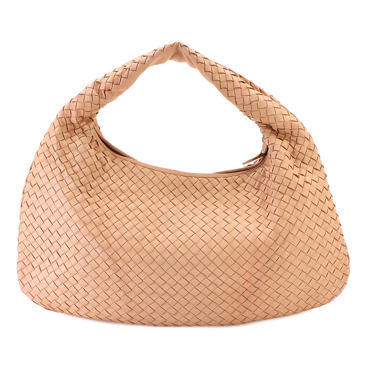 Intrecciato Hobo Hand Bag Leather Pink beige