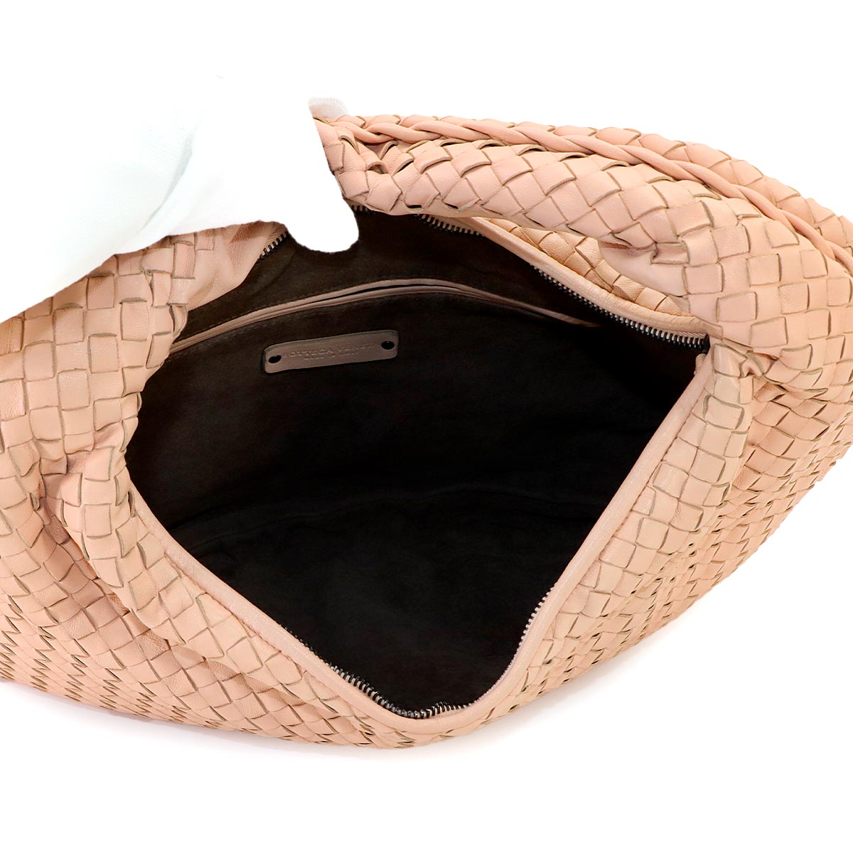 Intrecciato Hobo Hand Bag Leather Pink beige