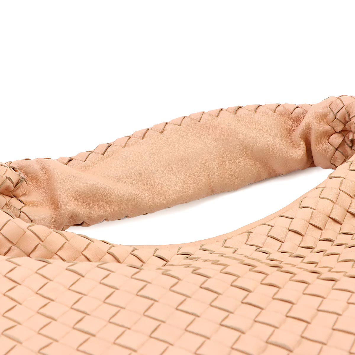 Intrecciato Hobo Hand Bag Leather Pink beige
