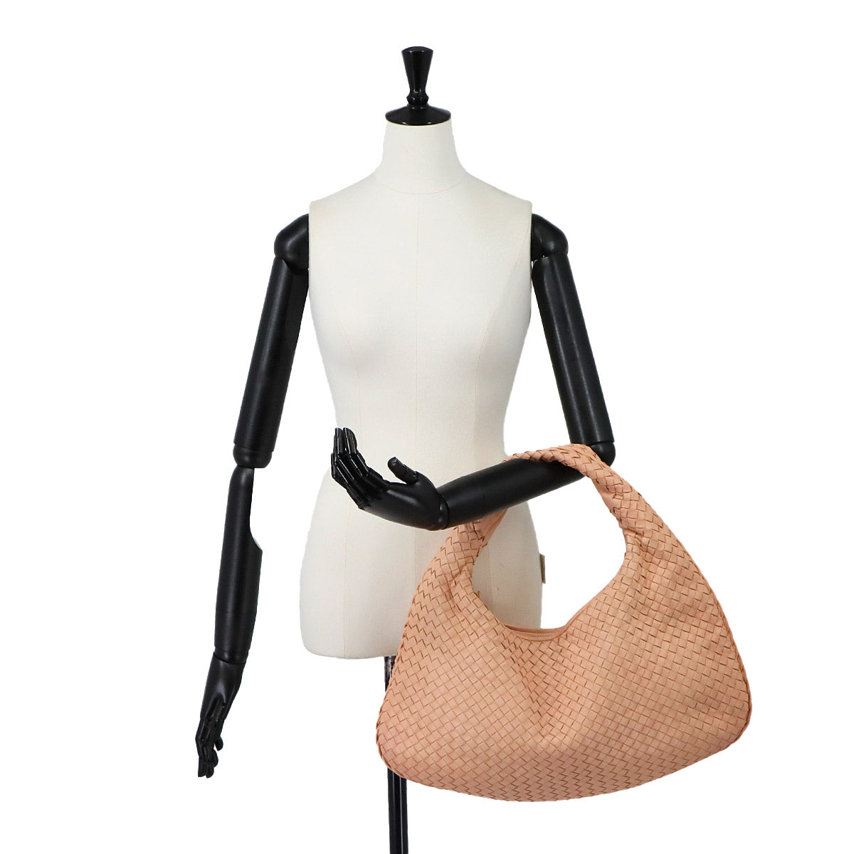 Intrecciato Hobo Hand Bag Leather Pink beige
