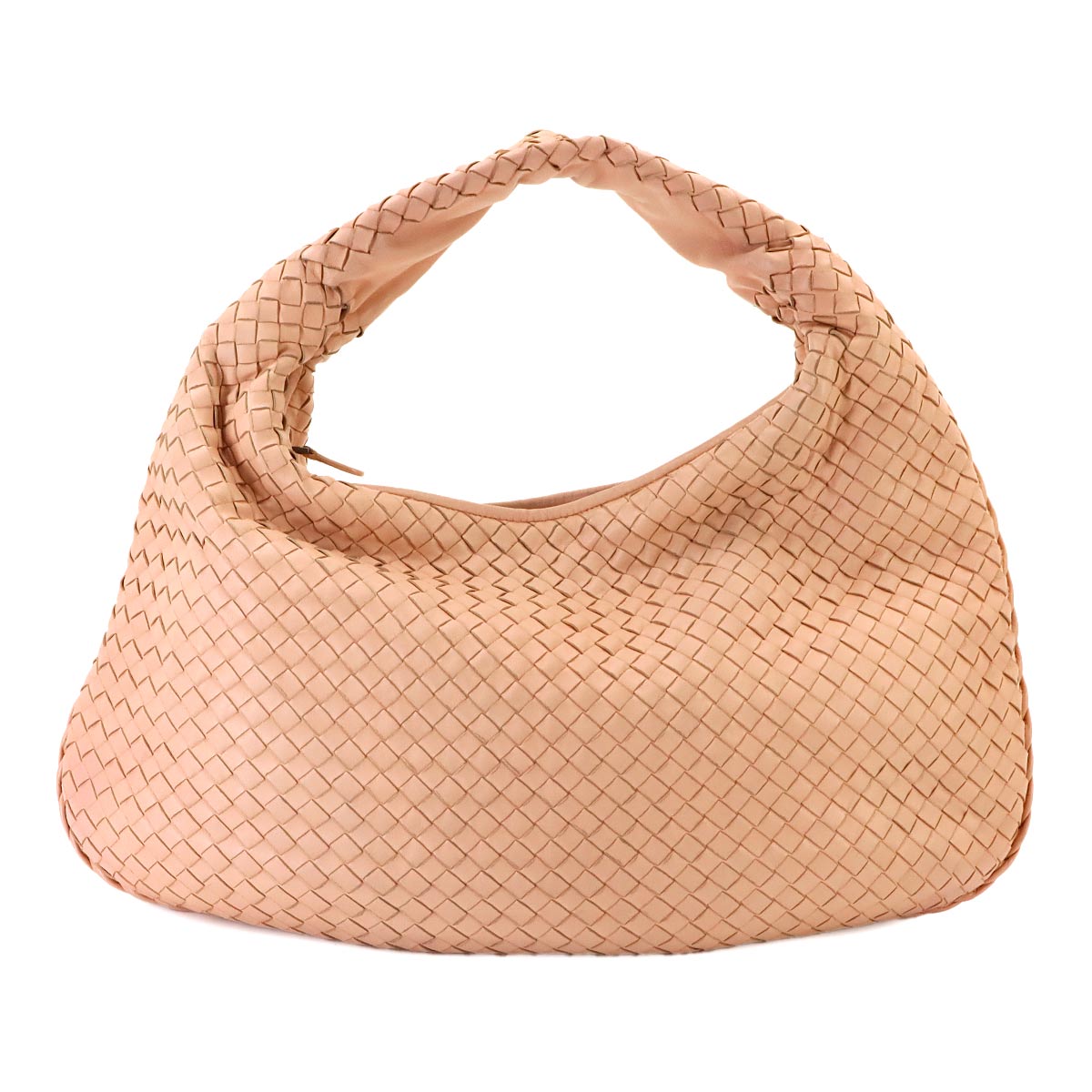 Intrecciato Hobo Hand Bag Leather Pink beige