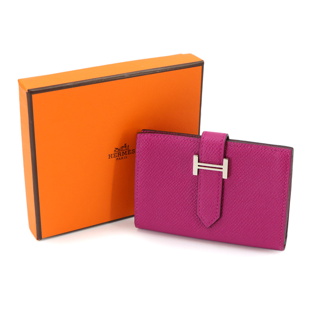 Bearn Mini Compact Coin Case Epsom Rose Purple Purse