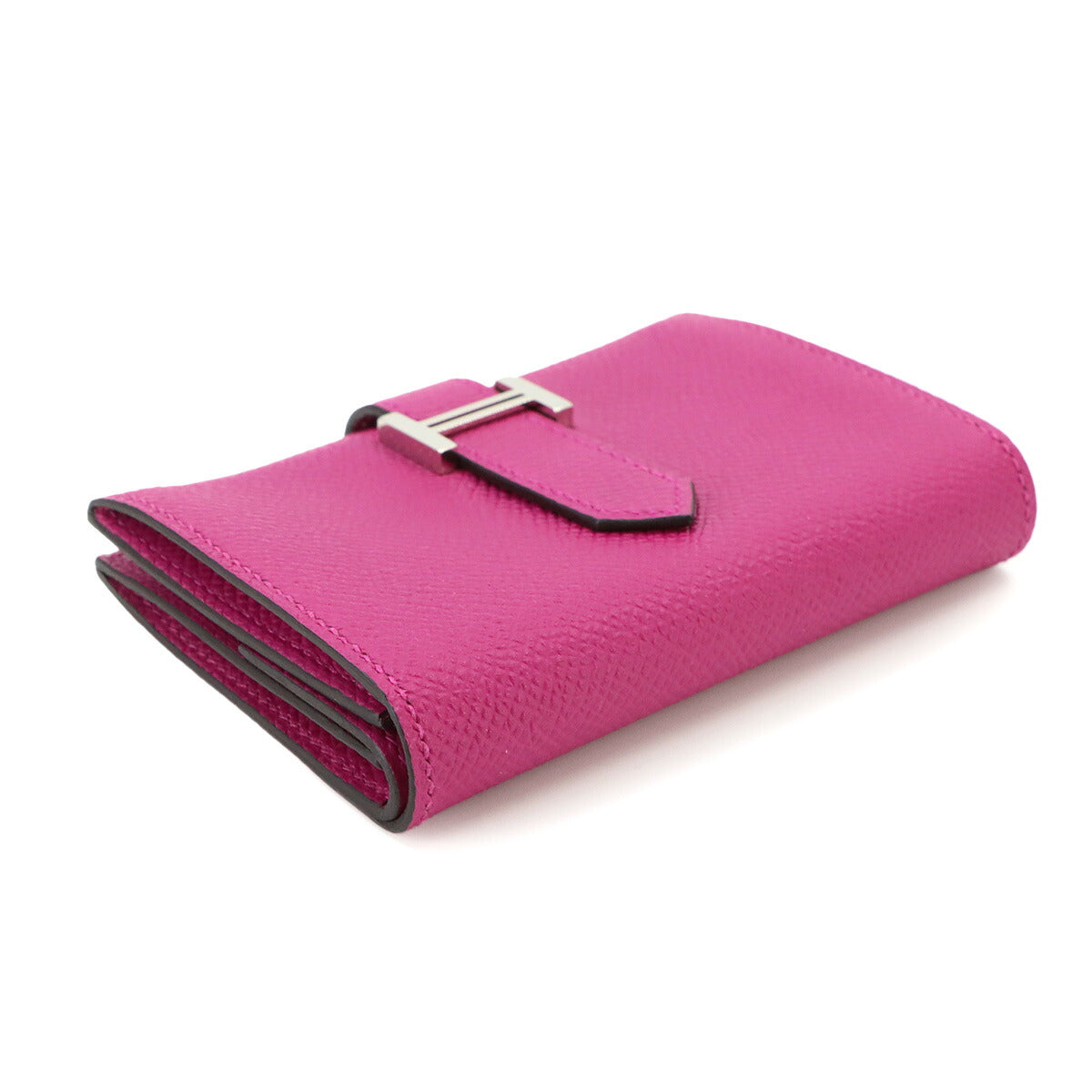 Bearn Mini Compact Coin Case Epsom Rose Purple Purse
