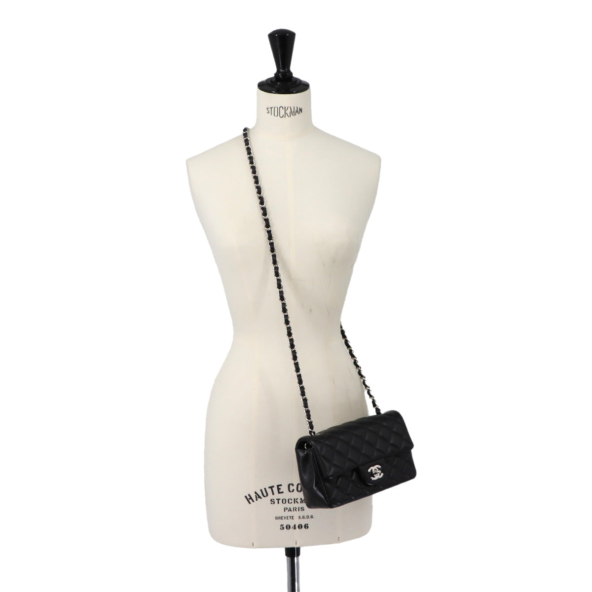 Mini Matelasse 20 Chain Shoulder Bag Leather Black