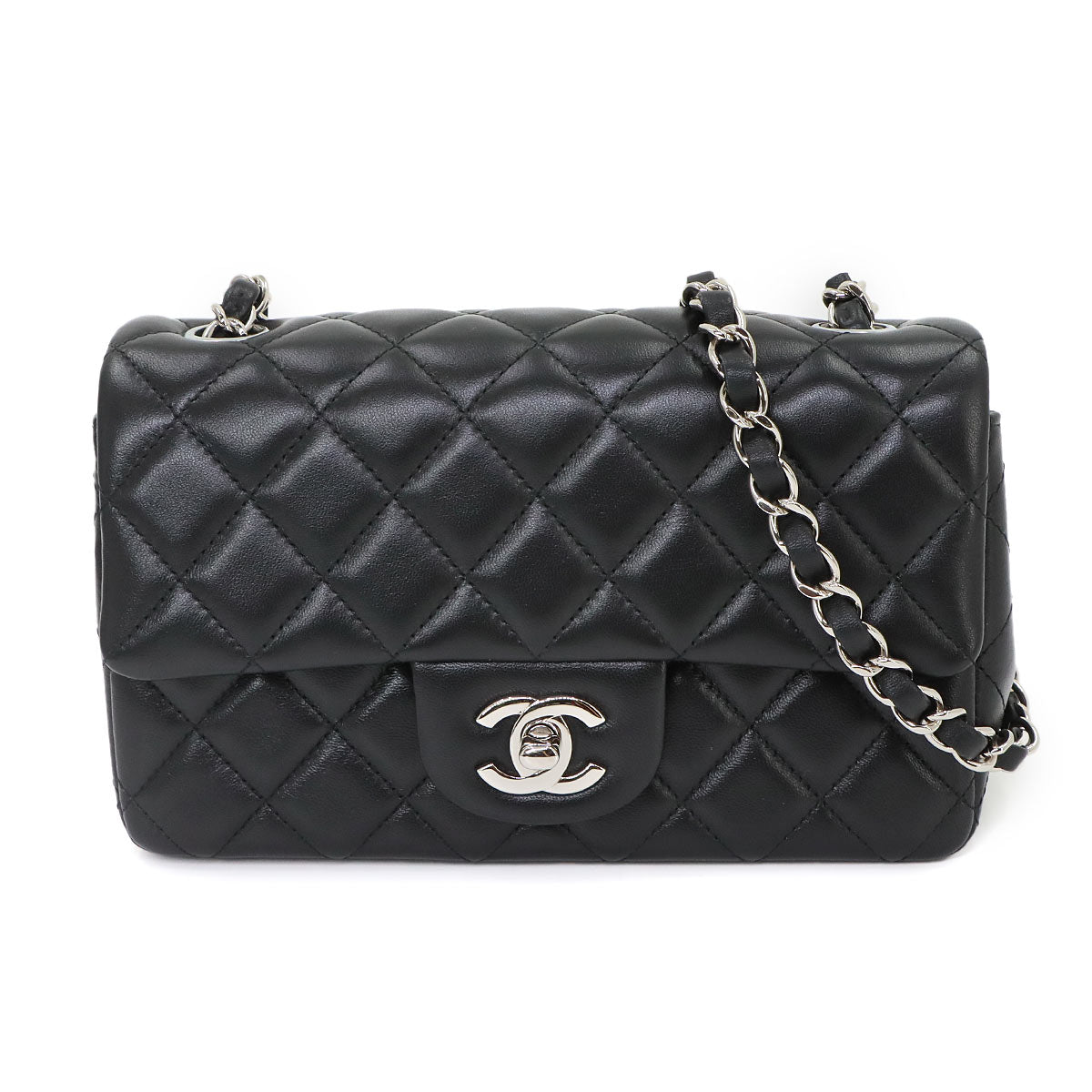Mini Matelasse 20 Chain Shoulder Bag Leather Black