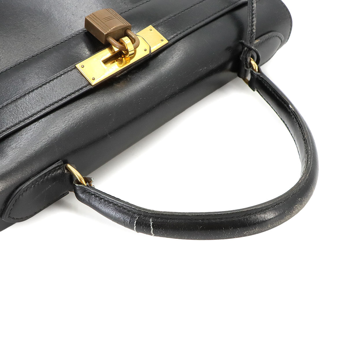 Kelly 28 Box carf Black Hand Bag Purse