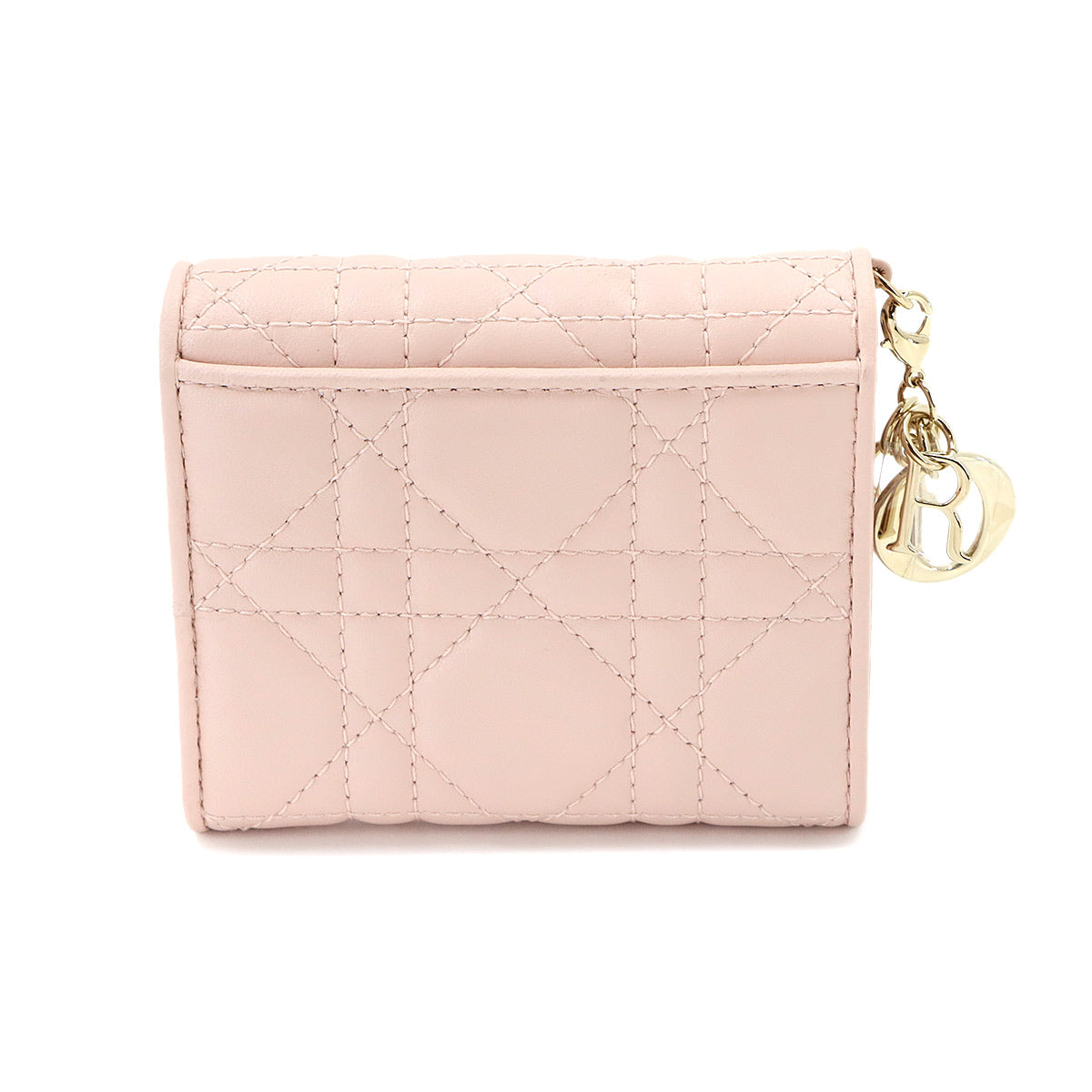 Lady Dior Lotus Compact Wallet Leather Pink