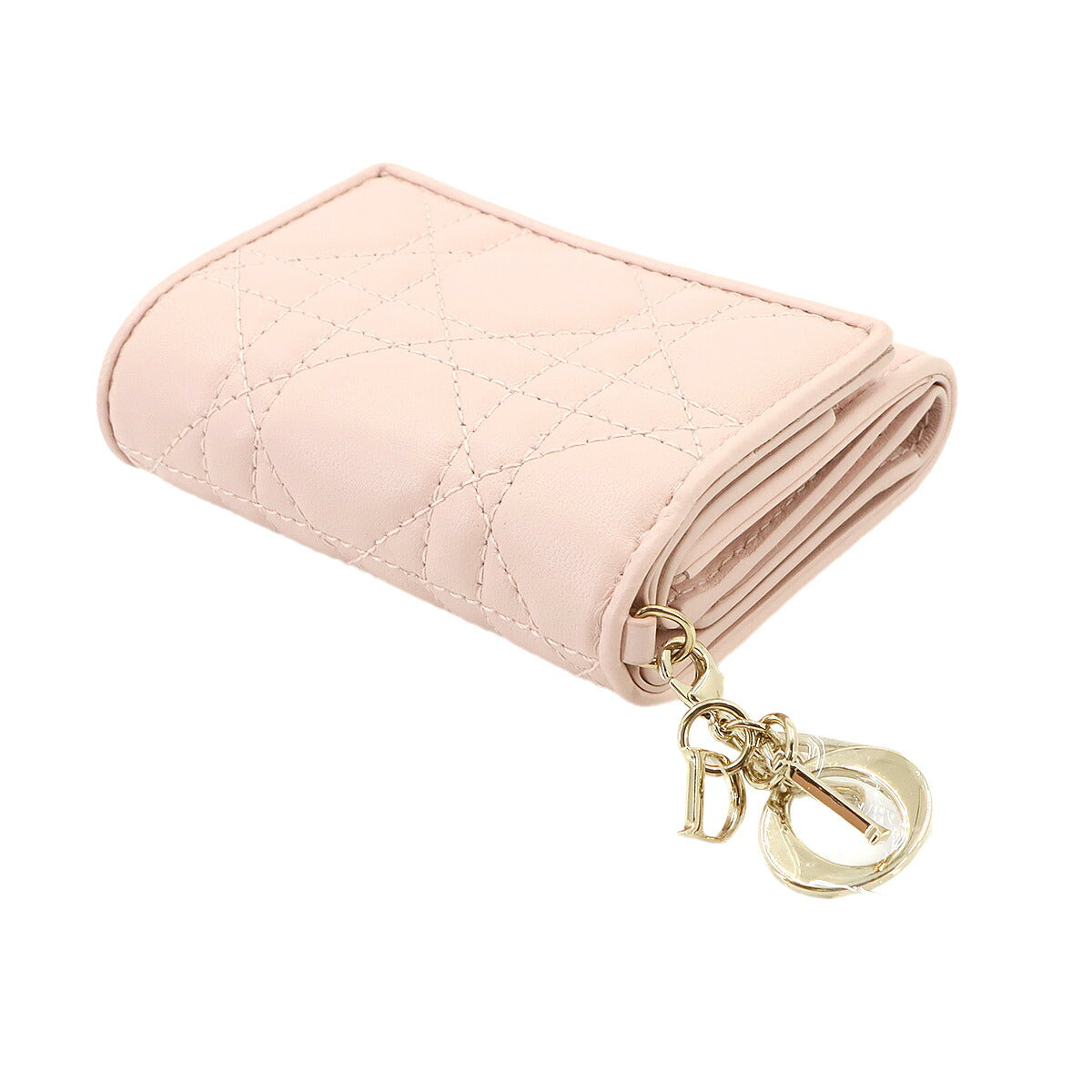 Lady Dior Lotus Compact Wallet Leather Pink