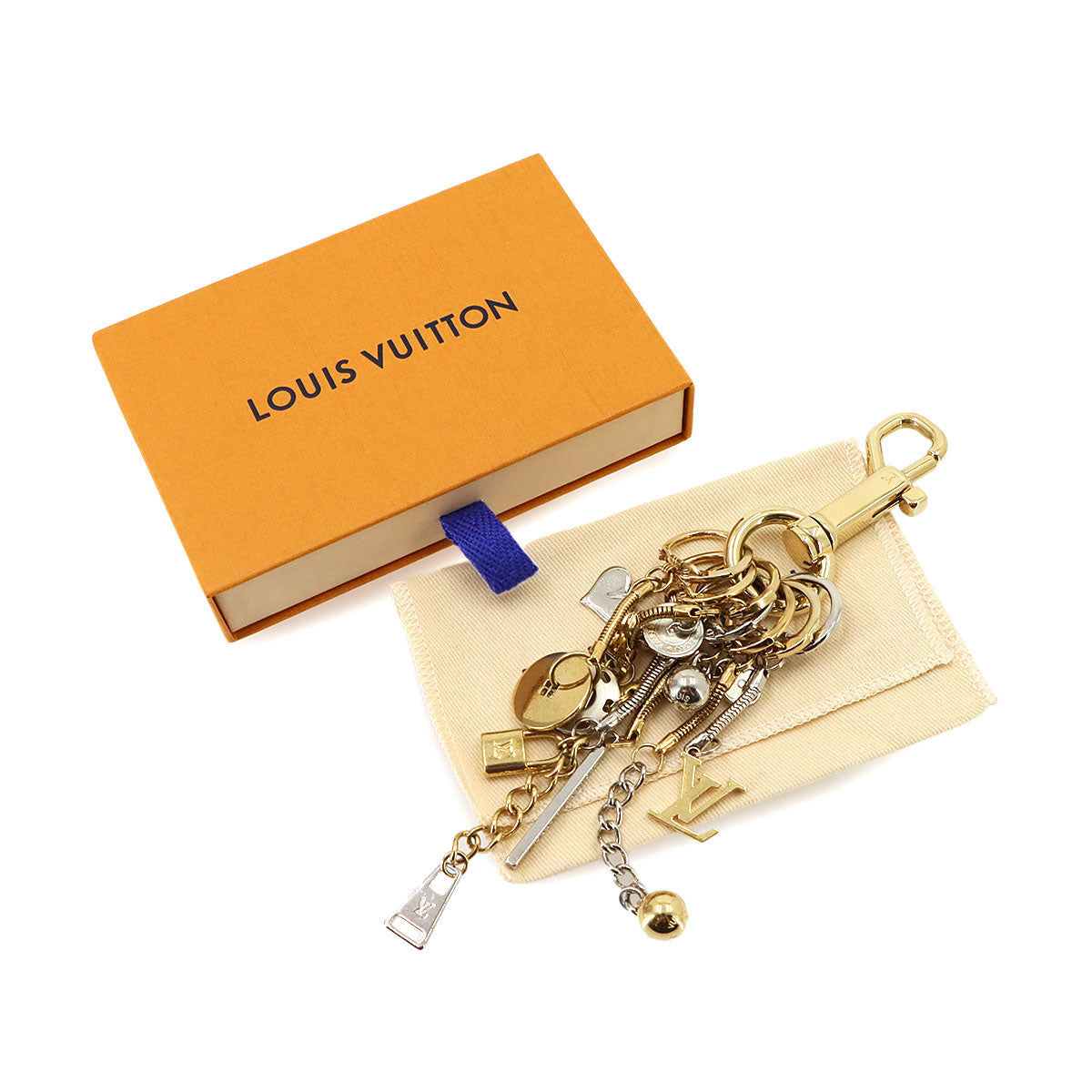 Iconic Bag Charm Key Holder Gold Silver LV Lock Flower