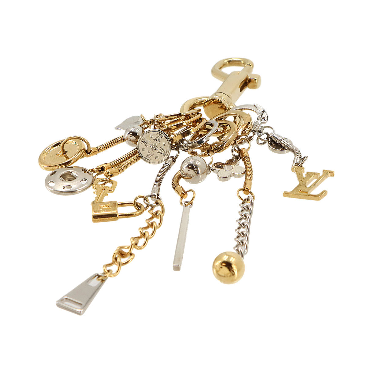 Iconic Bag Charm Key Holder Gold Silver LV Lock Flower