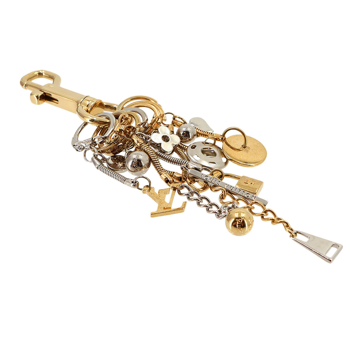 Iconic Bag Charm Key Holder Gold Silver LV Lock Flower
