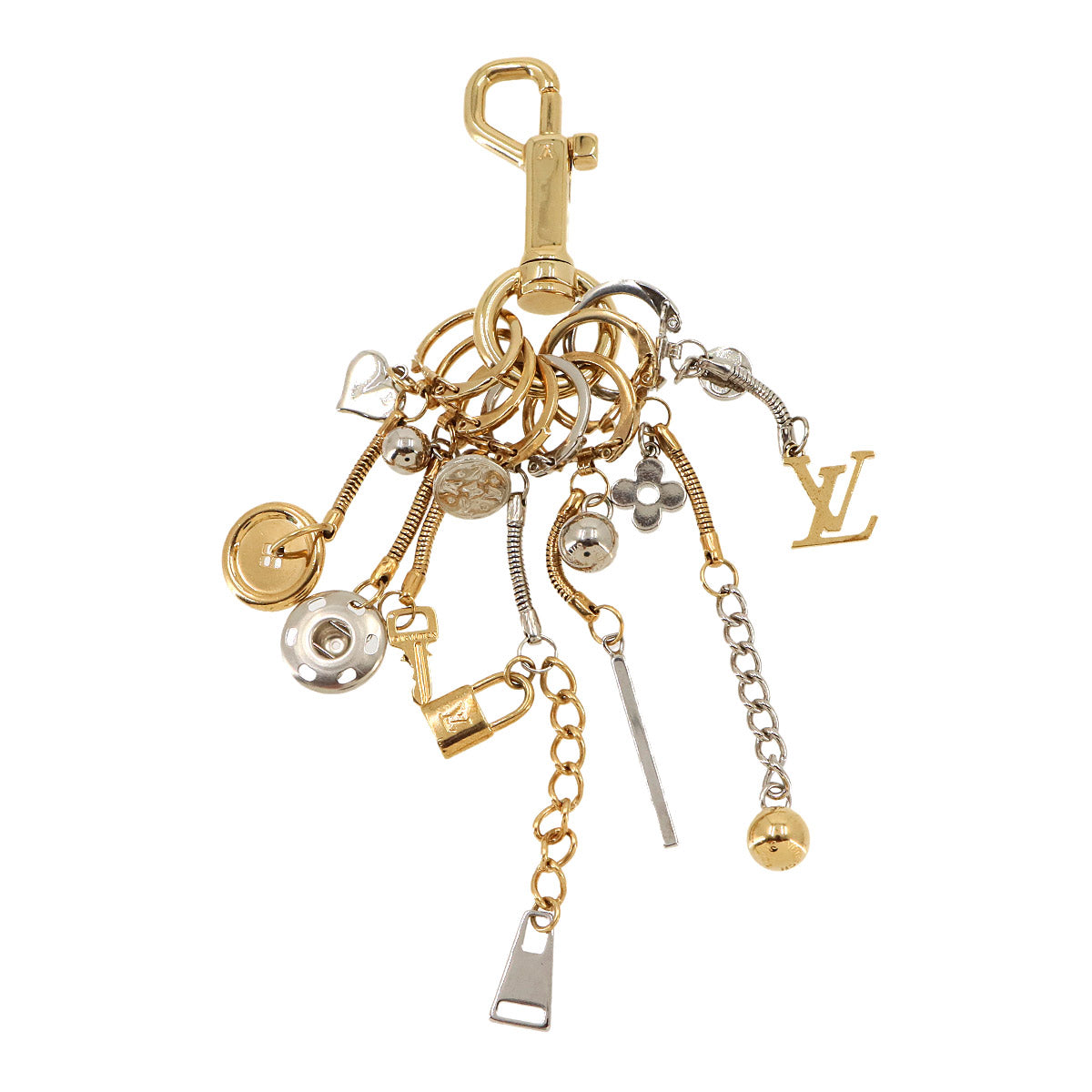 Iconic Bag Charm Key Holder Gold Silver LV Lock Flower