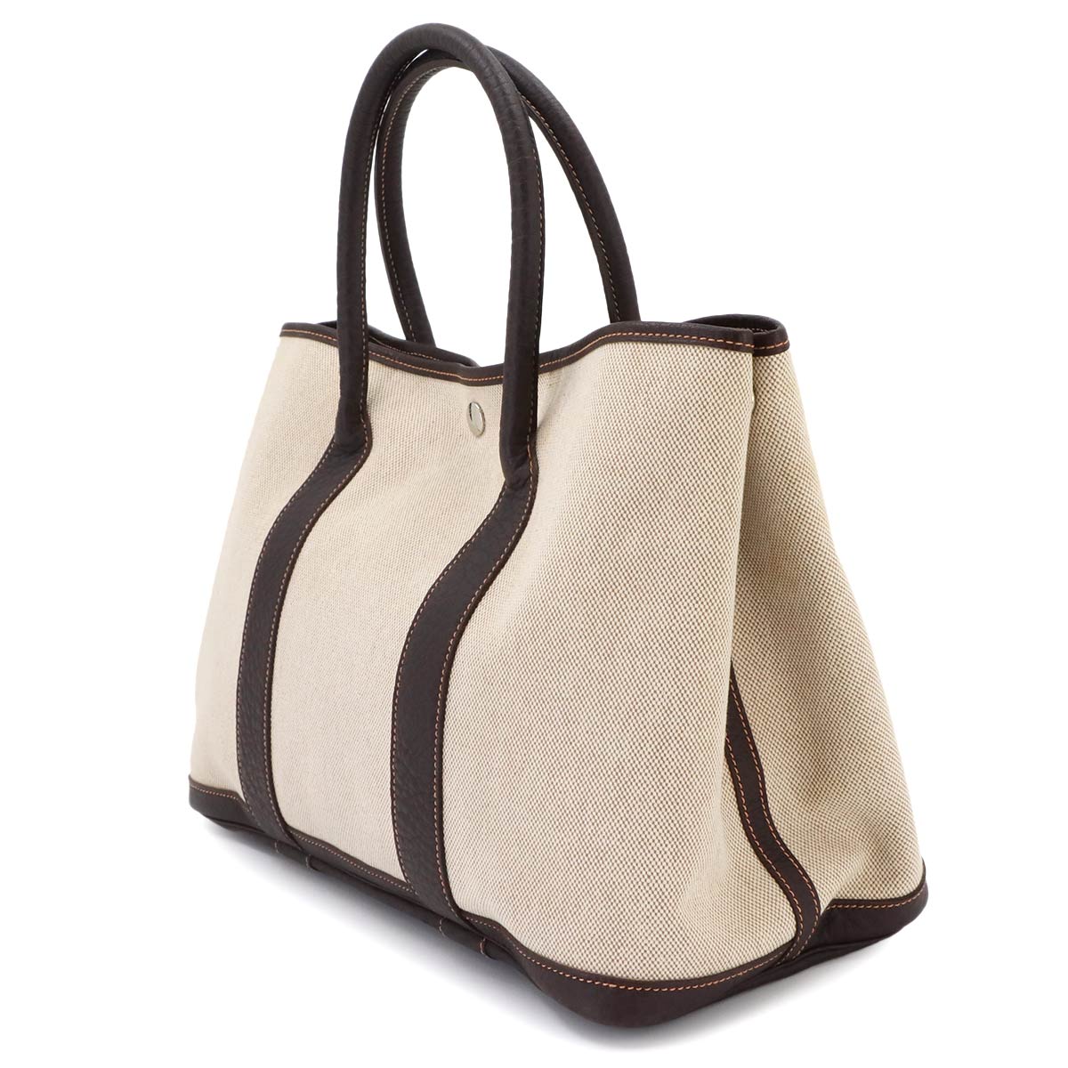 Garden Party PM Tote Bag Toile H Leather Natural Marron Purse