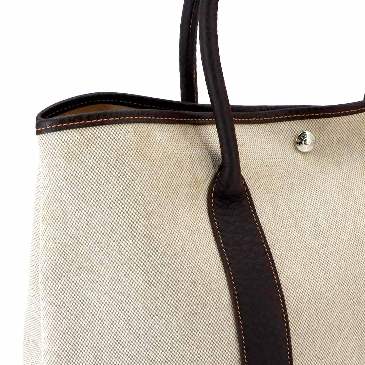 Garden Party PM Tote Bag Toile H Leather Natural Marron Purse